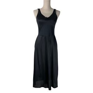Vintage Warner’s Black Nylon Slip Dress 36 Perfect Measure Midi Nightgown
